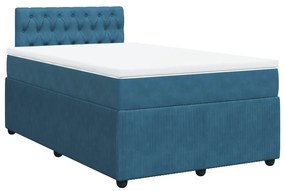 vidaXL Κρεβάτι Boxspring με Στρώμα Μπλε 120x190 εκ. Βελούδινο