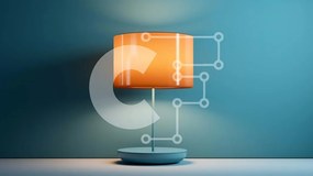 Intra Συλλεκτικό Ξύλινο Παζλ Plywood 4mm - Επιτραπέζιο φωτιστικό με πορτοκαλί σκιά σε μπλε φόντο Σε Ξύλινο Κουτί - Διαστάσεις: 10x10 cm – 25 κομμάτια