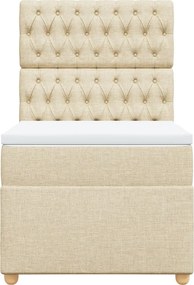 vidaXL Κρεβάτι Boxspring με Στρώμα Κρεμ 90x200 εκ.Υφασμάτινο