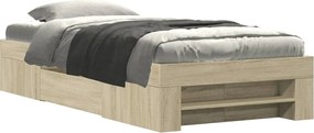 vidaXL Πλαίσιο Κρεβατιού Χωρ. Στρώμα Sonoma Δρυς 75x190εκ Επεξ. Ξύλο