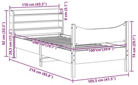 ΠΛΑΙΣΙΟ ΚΡΕΒΑΤΙΟΥ ΜΕ ΚΕΦΑΛΑΡΙ ΛΕΥΚΟ 100X200ΕΚ ΜΑΣΙΦ ΞΥΛΟ ΠΕΥΚΟΥ 3307051