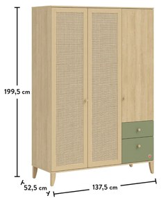 Ντουλάπα  3φυλλη   Loof  L-1002  Φυσικό χρώμα  138x53x200cm Cilek