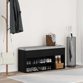 vidaXL Shoe Bench Medium Engineered Wood Μαύρη Δρυς