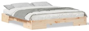 vidaXL Κρεβάτι δαπέδου Καφέ 200 x 200 cm Μασίφ ξύλο πεύκου
