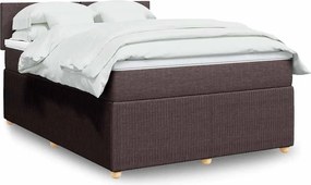 vidaXL Κρεβάτι Boxspring με Στρώμα Σκούρο Καφέ 140x190 εκ. Υφασμάτινο
