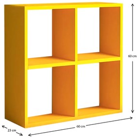 Βιβλιοθήκη Cube Megapap από μελαμίνη χρώμα κίτρινο 64x23x64εκ.