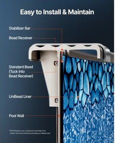 VEVOR Round Pool Liner 30ft Unibead Style Pool Liner 52in Wall Height