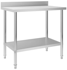 vidaXL Πάγκος Εργασίας Κουζίνας με Πλάτη 100x60x93 εκ. Ανοξείδ. Ατσάλι