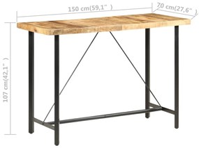 Τραπέζι Μπαρ 150 x 70 x 107 εκ. Ακατέργαστο Ξύλο Μάνγκο - Καφέ
