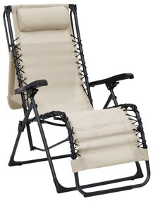 vidaXL Σεζλόνγκ Πτυσσόμενη Κρεμ από Textilene