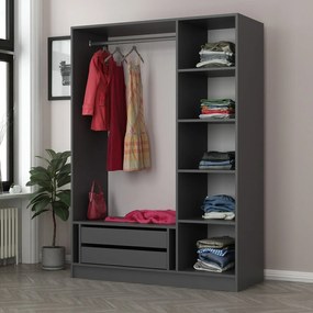 Τριφυλλη Ντουλαπα Ανθρακι KALEO 52x135x210