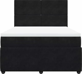 vidaXL Κρεβάτι Boxspring με Στρώμα Μαύρο 140x200 εκ. Βελούδινο