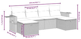 vidaXL Σαλόνι Κήπου Σετ 6 Τεμαχίων Καφέ Συνθετικό Ρατάν με Μαξιλάρια