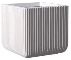 Γλάστρα Πήλινη Τετράγωνη Stripe Λευκή S 24x24x23 εκ. A-0050-8 Supergreens-A-0050-8-Λευκό A-0050-8