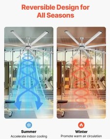 VEVOR 244 cm Aluminum Ceiling Fan Without Light Remote Control Brushed Nickel