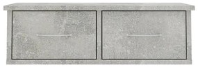 vidaXL Ράφι Τοίχου με Συρτάρια Γκρι Σκυροδ. 60x26x18,5 εκ. Επεξ. Ξύλο