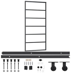 vidaXL Συρόμενη Πόρτα με Σετ Υλικού ESG Γυαλί & Αλουμίνιο 90 x 205 εκ.