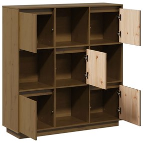 vidaXL Ντουλάπι Ψηλό Μελί 110,5x35x117 εκ. από Μασίφ Ξύλο Πεύκου