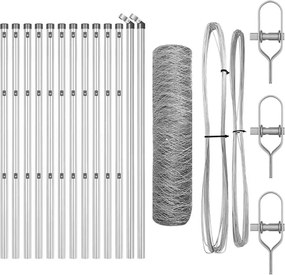 vidaXL Στύλος Περιφράξεων Ασημί 25 x 0,8 m (50 mm πλέγμα) Ατσάλι