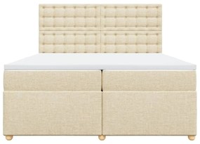 Κρεβάτι Boxspring με Στρώμα Κρεμ 200x200 εκ. Υφασμάτινο - Κρεμ