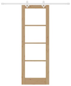 vidaXL Συρόμενη Πόρτα  με Σετ Εξαρτημάτων 73.5x211 cm Συμπαγές Ξύλο Πεύκου