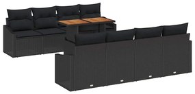 vidaXL Σετ Καναπέ Κήπου με αποθήκευση 9 pcs Μαύρο Πολυ ράταν
