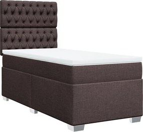 vidaXL Κρεβάτι Boxspring με Στρώμα Σκούρο Καφέ 80x200 εκ. Υφασμάτινο