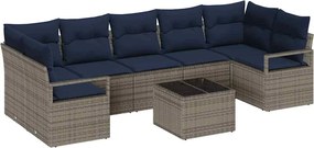 vidaXL Σετ Καναπέ 8 pcs Γκρι συνθετικό ρατάν