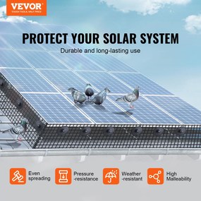 VEVOR 20 x 3048 cm Solar Panel Bird Guard, Critter Guard Roll Kit with Rustproof Coating PVC, Solar Panel Guard with 50pcs Tire Wires, 12,7 mm Wire Roll Mesh