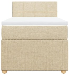 vidaXL Κρεβάτι Boxspring με Στρώμα Κρεμ 90x190 εκ.Υφασμάτινο
