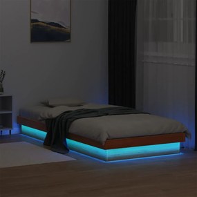 Πλαίσιο Κρεβατιού LED Καφέ Κεριού 90x190 εκ. Μασίφ Ξύλο Πεύκου - Καφέ