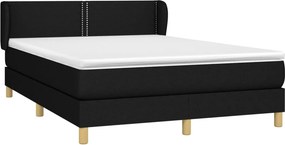 vidaXL Κρεβάτι Boxspring με Στρώμα Μαύρο 140x200 εκ. Υφασμάτινο