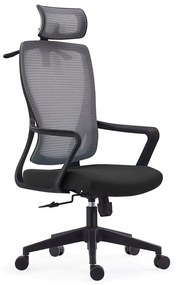 BF3850 Πολυθρόνα Γραφείου Διευθυντή, Mesh Γκρι, Ύφασμα Μαύρο 68x63x110/120cm ΕΟ617,2