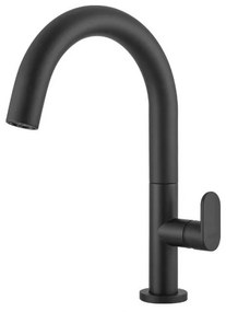 Armando Vicario Slim Black Matt Μπαταρία Νιπτήρος Μεσαίου Ύψους με Βαλβίδα clic-clac 500040-400