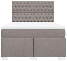 Κρεβάτι Boxspring με Στρώμα Taupe 160x200 εκ. Υφασμάτινο - Μπεζ-Γκρι