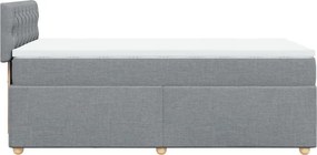 vidaXL Κρεβάτι Boxspring με Στρώμα Ανοιχτό Γκρι 90x200 εκ. Υφασμάτινο