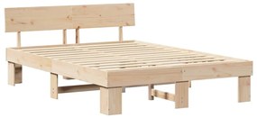 vidaXL Σκελετός Κρεβατιού Καφέ 150 x 200 cm Μασίφ ξύλο πεύκου