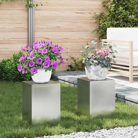 vidaXL Γλάστρες Εξωτερικού Χώρου, Σετ 2 τμχ, 24 x 24 x 35 εκ, Γαλβανισμένο Ατσάλι