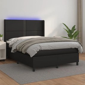 ΚΡΕΒΑΤΙ BOXSPRING ΜΕ ΣΤΡΩΜΑ &amp; LED ΜΑΥΡΟ 140X200 ΕΚ. ΣΥΝΘ. ΔΕΡΜΑ 3139325