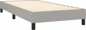 vidaXL Κρεβάτι Boxspring με Στρώμα Ανοιχτό Γκρι 90x190 εκ. Υφασμάτινο