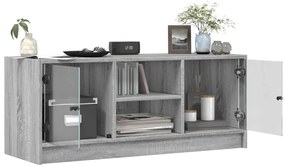 vidaXL Έπιπλο Τηλεόρασης Sonoma Γκρι 102x37x42 εκ. με Γυάλινες Πόρτες