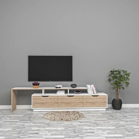 Stewehome Έπιπλο τηλεόρασης mdf με ράφι Λευκό 70x24x10 cm