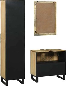 vidaXL Σετ Επίπλων Μπάνιου με συρτάρι 3 pcs Καφέ Επεξεργασμένο ξύλο