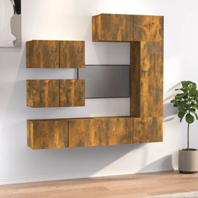 vidaXL Σετ Επίπλων Τηλεόρασης 6 Τεμαχίων Καπνιστή δρυς Επεξ. Ξύλο