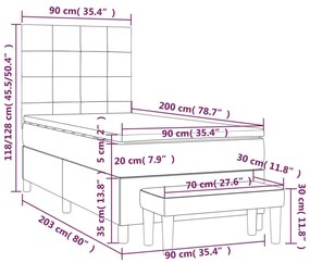 Κρεβάτι Boxspring με Στρώμα Ανοιχτό Γκρι 90x200 εκ. Υφασμάτινο - Γκρι