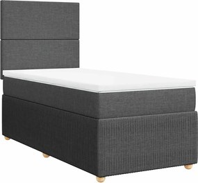 vidaXL Κρεβάτι Boxspring με Στρώμα Σκούρο Γκρι 100x200 εκ. Υφασμάτινο