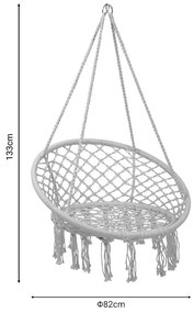 Αιώρα-κούνια κάθισμα Eventful σχοινί μπεζ 82x82x133εκ 82x82x133 εκ.