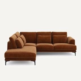 Γωνιακός καναπές αριστερός, από βελούδινo chenille, Marsile