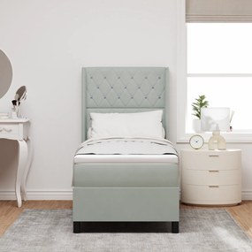 vidaXL Κρεβάτι Box Spring με Στρώμα Ανοιχτό Γκρι 80x200 εκ Βελούδο