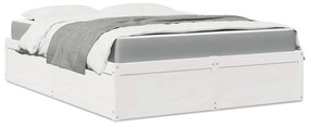 Κρεβάτι με Στρώμα Λευκό 160x200 εκ Μασίφ Ξύλο Πεύκου